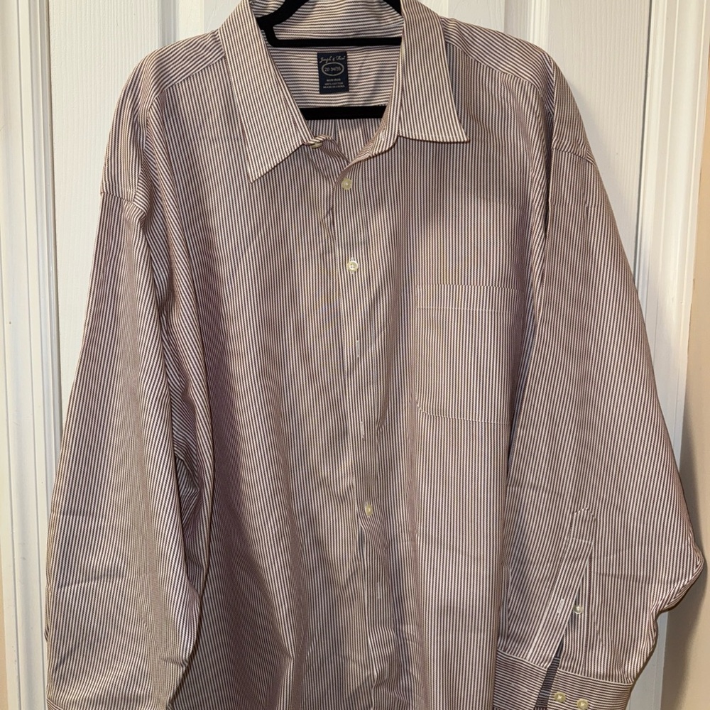 Joseph & Feiss Dress Shirt Mens 20 34/35 Non Iron Mauve Striped French Cuffs